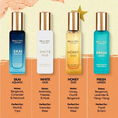 LUXURY HONEY OUD EDP U 20ML+ SKAI AQUATIC EDC U 20ML+FRESH EDT U 20ML+WHITE OUD EDP U 20ML Zestaw 10