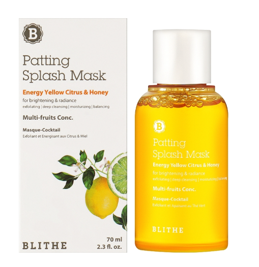 BLITHE PATTING SPLASH MASK ENERGY YELLOW CITRUS & HONEY 70ML maseczka rozświetlająca 1