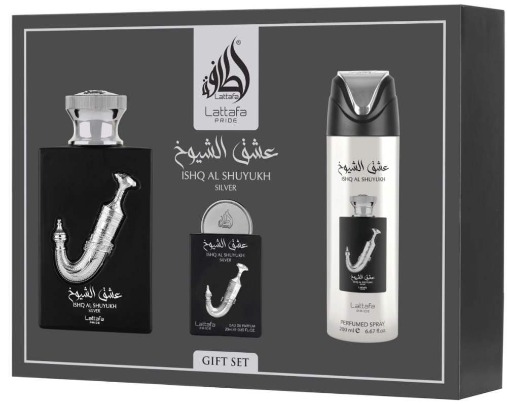Ishq Al Shuyukh Silver 100ML+20ML+DEO 200ML zestaw prezentowy unisex 1